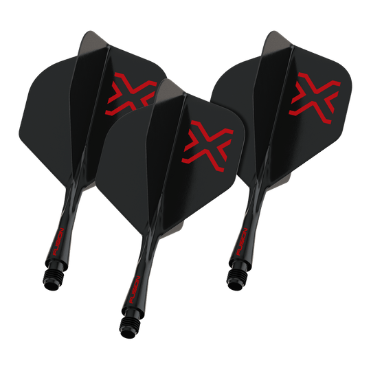 System wałów lotniczych Winmau Fusion Blade X No2 Standard – czarny Das Foto zeigt einen Artikel namens 8863_Winmau_Fusion_Blade_X_No2_Standard_Flights_Schwarz_22mm_1Set. Vermutlich handelt es sich um ein Set schwarzer Dart-Flights der Größe 22mm.