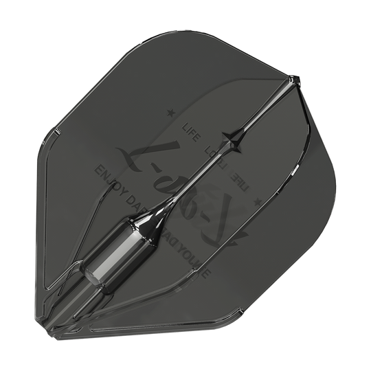 Lotki w stylu L Fantom L1EZ w kolorze czarnym Das Bild zeigt ein schwarzes Dartflight des Modells „L-Style Fantom L1EZ“. Das Flight hat eine glänzende Oberfläche und ist mit dezentem Text bedruckt.