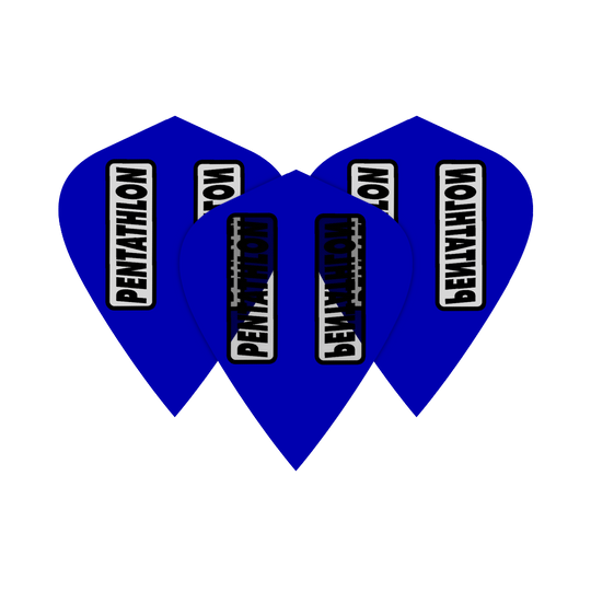 Zu sehen sind die Pentathlon Kite Flights in Blau. Dartflights sorgen für eine stabile Flugbahn der Pfeile.