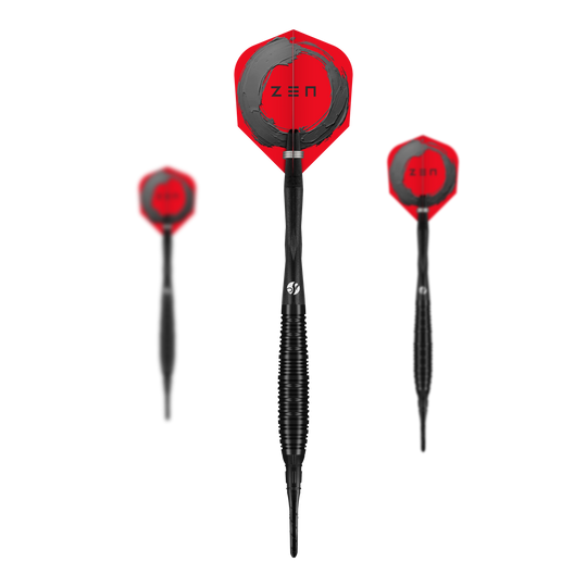 Miękkie lotki Shot ZEN Bomber - 20g Das Bild zeigt das Set der Shot ZEN Bomber Softdarts - 20g. Es handelt sich um hochwertige Softdarts für den professionellen Einsatz.