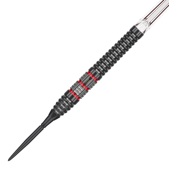 Lotki stalowe Target Nathan Aspinall 95K Swiss Point Target Nathan Aspinall 95K Swiss Point Steeldarts sind auf dem Bild dargestellt. Der Fokus liegt auf der Form und Verarbeitung der Darts.