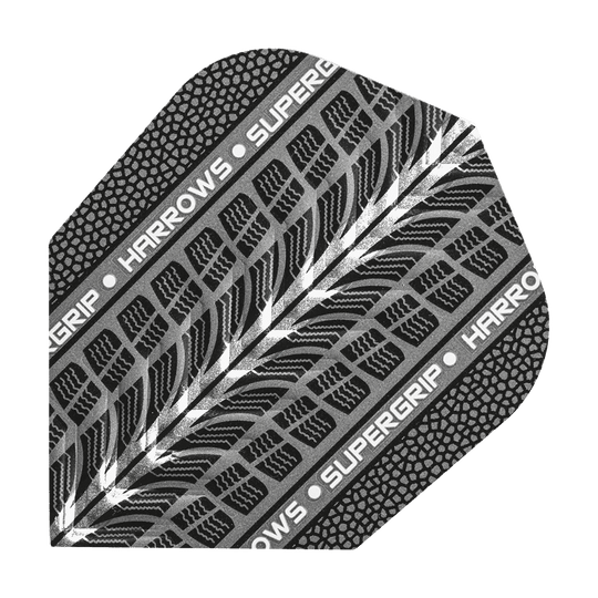 Lotki Harrows Supergrip White No6 Das Bild zeigt die Harrows Supergrip Weiß No6 Flights. Es handelt sich um weiße Dart-Flights für präzises Spiel.