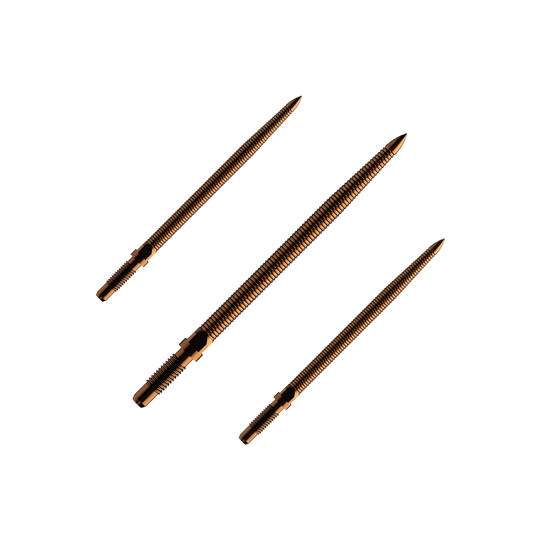 Końcówki do rzutek Bulls NL Convertible Point - Micro Grip - brązowe Das Bild zeigt einen Dartspitzen-Satz mit MicroGrip in Bronze. Die Spitzen sind 32mm lang.