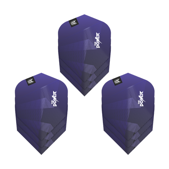 Lotki Target Pro Ultra Phil Taylor Power GEN10 Ten-X - 3 zestawy Das Bild zeigt drei Sätze der Target Pro Ultra Phil Taylor Power GEN10 Ten-X Flights. Die Flights sind überwiegend lila mit weißen Schriftzügen und grafischen Mustern gestaltet.