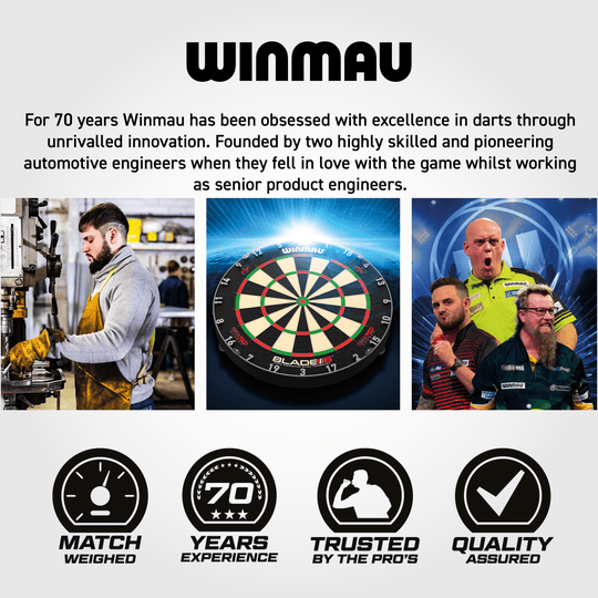Abgebildet ist das Winmau Equalizer Steeldartboard. Das Dartboard eignet sich ideal für intensives Training und Spiele.
