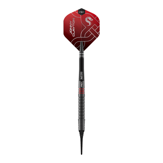 Miękkie lotki Red Dragon Jonny Clayton RD-ADV - 18g Das Bild zeigt die Red Dragon Jonny Clayton RD-ADV Softdarts - 18g. Ein einzelner Softdart wird von oben präsentiert.