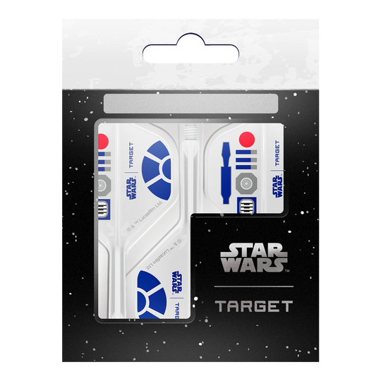 Target Star Wars K-Flex R2D2 No2 Standard Flights werden dargestellt. Diese Dartflights haben ein Star Wars Design mit R2D2 als Motiv.
