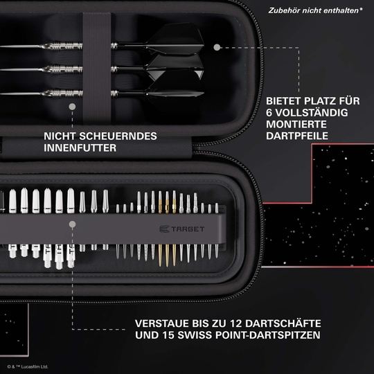 Target Star Wars Boa Dartcase - Darth Maul Zu sehen ist das Target Star Wars Boa Dartcase im Darth Maul-Look. Es eignet sich perfekt für alle, die Star Wars und Dartspiel genießen.