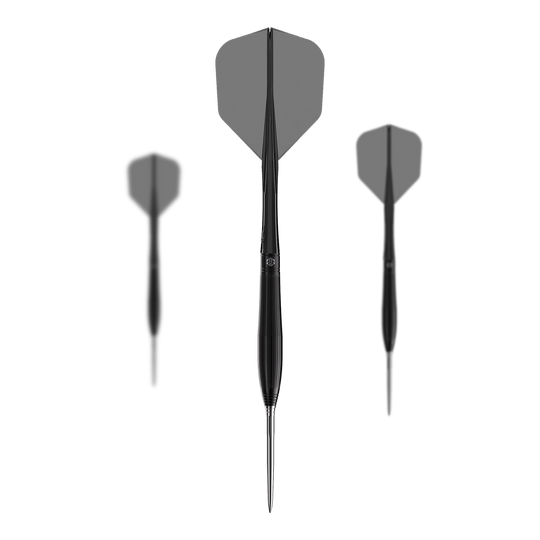 Lotki stalowe Caliburn Chord C3 - 22,5 g Das Bild zeigt ein Set der Caliburn Chord C3 Steeldarts mit 22,5g. Diese Dartpfeile sind für präzises Spielen entwickelt.