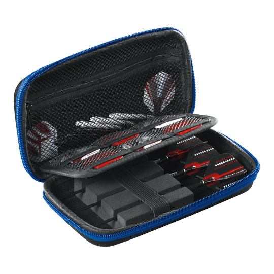 Etui na lotki Winmau PDC Dies ist ein Winmau PDC Dartcase mit einem blauen Reißverschluss. Im Inneren befinden sich Fächer und elastische Bänder für die sichere Aufbewahrung von Darts und Zubehör.