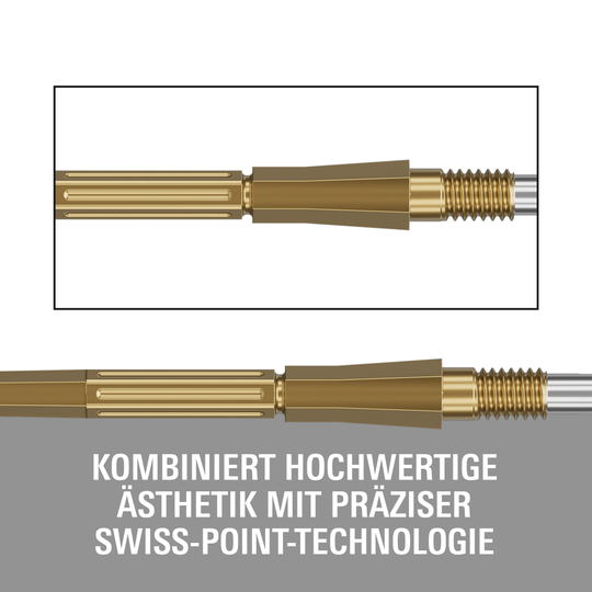 Groty do lotek Target Elysian Archetype 43 Swiss Point Steel – złote Target Elysian Archetype 43 Swiss Point Steeldartspitzen in Gold. Hochwertige Dartspitzen für professionelle Darts.