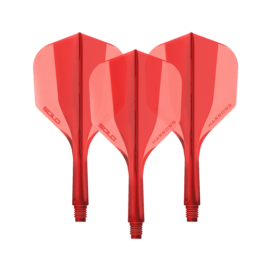 System wału lotniczego Harrows Solo No6 – czerwony Ein Harrows Solo No6 Flight Shaft System in Rot, 20mm lang. Das Bild zeigt ein Set Dart Shafts in kräftigem Rot.