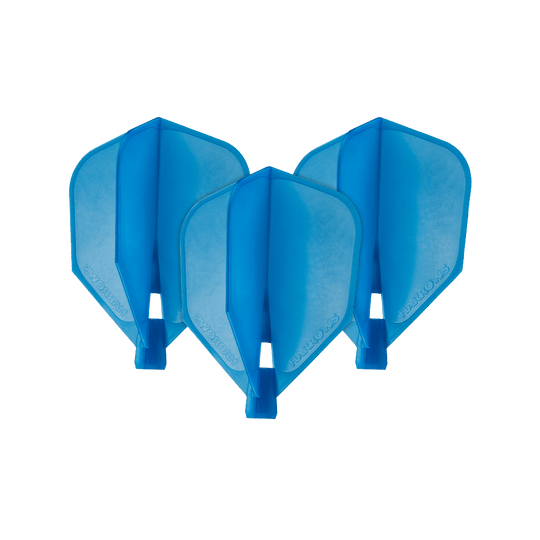 HRC-160_Harrows_Clic_Standard_Flight_Aqua_1TjITq3sE6TMKP Das Bild zeigt drei blaue Dartflights des Modells "Harrows Clic Standard Flights - Aqua". Sie haben eine klassische Standardform und bestehen aus Kunststoff.