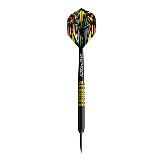 Zu sehen ist ein gelber Tungsten-Steeldart. Die Bezeichnung im Dateinamen lautet 'GD7000770 GOAT Athlete Yellow Tungsten Steeldarts 1'.