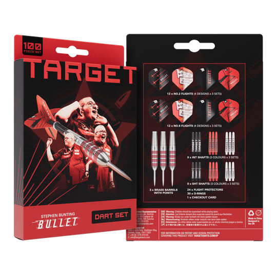 Zestaw 100 mosiężnych pocisków Steeldart Target Stephen Bunting - 22 g