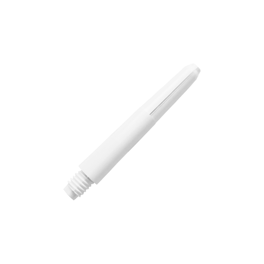 581_Nylon_Shafts_Schneeweiss_35mm_2x5IedWQ9j5LUP Auf dem Bild ist ein weißer Nylon-Schaft zu sehen. Der Schaft hat ein einfaches, glattes Design und ist für Dartpfeile geeignet.