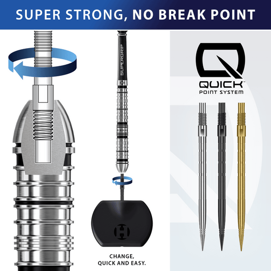 Końcówki do lotek Harrows Quick Point Micro Ridge Dart Tips – złote Zu sehen sind Harrows Quick Point Micro Ridge Dartspitzen in Schwarz. Sie bieten eine spezielle Riffelung für einen festen Halt im Dart.