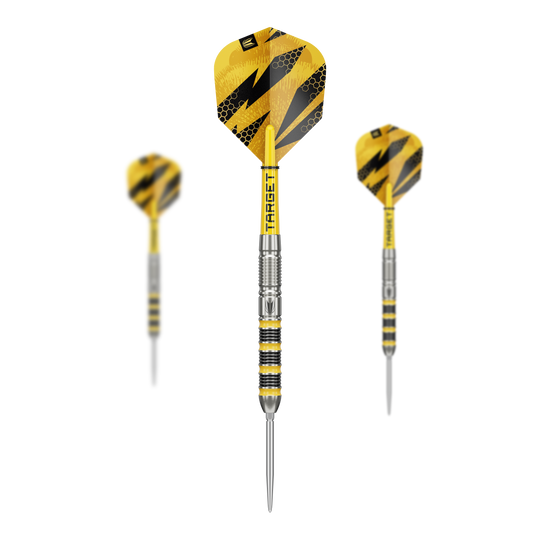 Stalowe lotki Target Buzz 01 Swiss Points Abgebildet sind die Target Buzz 01 Swiss Points Steeldarts. Diese Darts sind robust und präzise gefertigt.