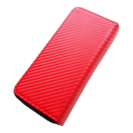 Przypadek biznesowy Cameo Pro3 Das Bild zeigt ein rotes Etui mit einer strukturierten Oberfläche. Es liegt auf einem schwarzen Hintergrund.