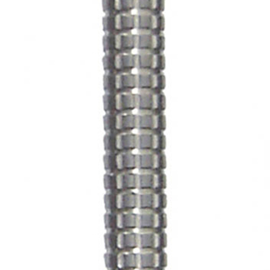 mg15200c57157885 Das Bild zeigt einen silbernen Dart-Barrel mit einem geriffelten Griffmuster. Es handelt sich um das Produkt "McDart Mega Grip 85% Tungsten".