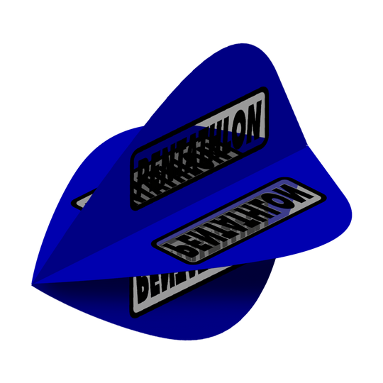 Pentathlon Kite Flights in Blau sind abgebildet. Die Flights erhöhen die Präzision beim Dartspiel.