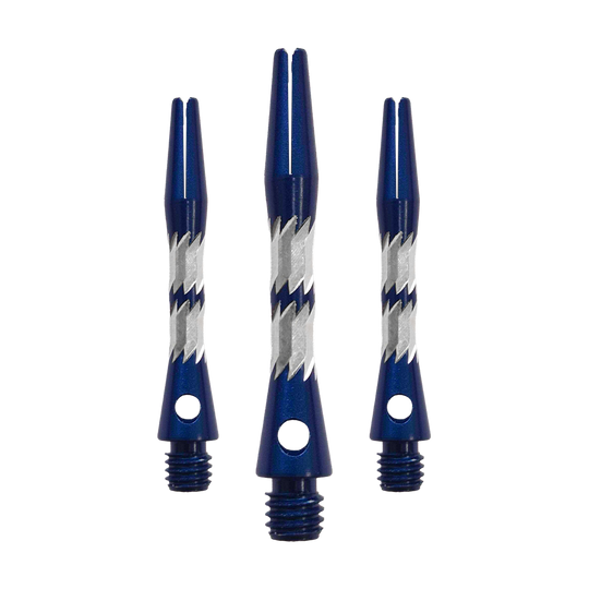 Aluminiowe wałki Bulls NL Minor - niebieskie - 33 mm Zu sehen ist ein Set Bulls NL Minor Aluminium Shafts in Blau mit 33 mm Länge. Diese Aluminiumschäfte werden für Darts verwendet.