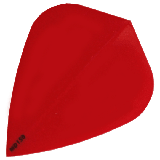 Das Bild zeigt das Produkt „McDart MD150 - Kite Flight“. Es handelt sich um ein rotes Dart-Flight in Kite-Form mit der Aufschrift „MD150“ in einer Ecke.