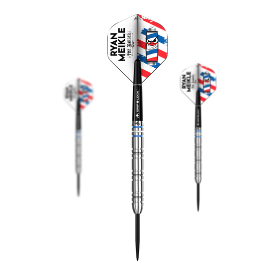 Mission Ryan Meikle The Barber Steeldarts - 23g Set ist zu sehen. Das Produkt wird aus mehreren Perspektiven gezeigt.