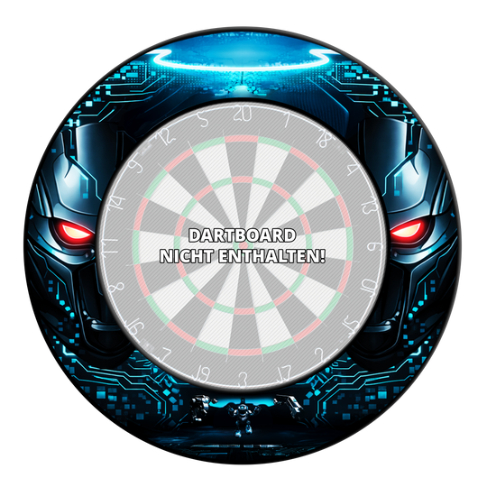 Zu sehen ist das McDart Roboter Dartboard Surround. Dieses Produkt dient als Schutz- und Designumrandung für Dartboards.