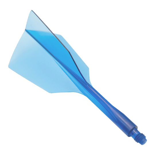 System lotu Condor AX 120 Clear Blue - wąski Das Bild zeigt ein Dart-Flight-System in klarem Blau mit schmalem Design. Es handelt sich um das Produkt "Condor Axe 120 Flight-System Clear Blue - Narrow".