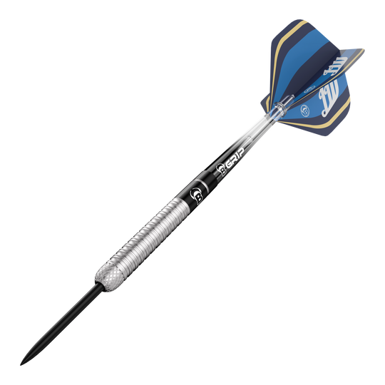 Das Bild zeigt Bulls Leon Weber Steeldarts. Dies sind hochwertige Steeldarts für das Dartspiel.