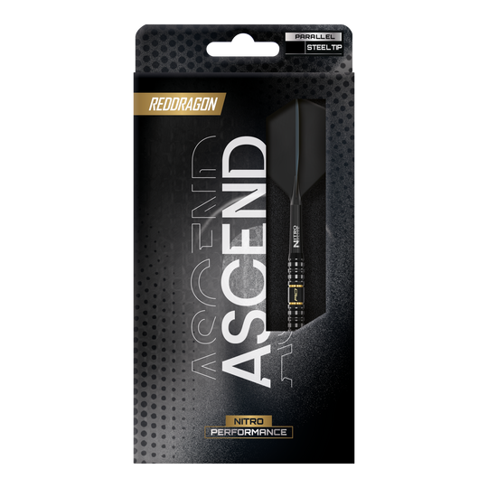 Red Dragon Ascend Parallel Steeldarts Dieses Bild zeigt die Red Dragon Ascend Parallel Steeldarts. Die Steeldarts haben ein modernes Design und sind für Präzision beim Dartspiel gemacht.