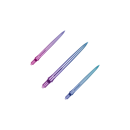 Ein Bild mit dem Dateinamen EVO189_Caliburn_EZ-EVO_Dartspitzen_Smooth_Rainbow_28mm_1Set. Es handelt sich wahrscheinlich um ein Set von Dartspitzen in Regenbogenfarben mit 28 mm Länge.
