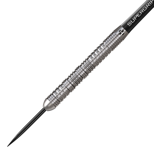 Zu sehen ist ein weiteres Detailfoto von Harrows Impact Steeldarts. Die hochwertige Verarbeitung der Darts ist deutlich erkennbar.
