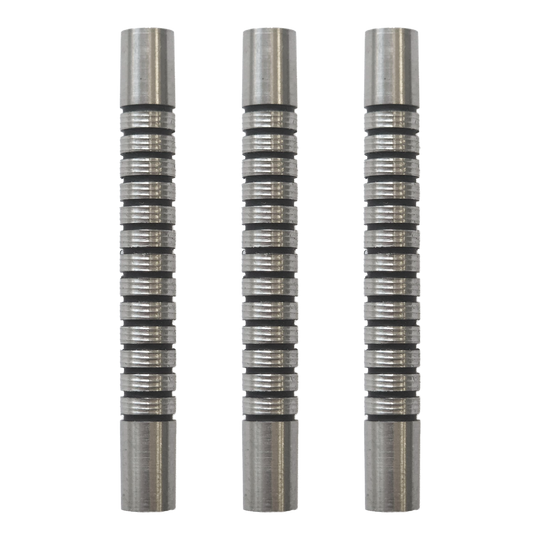 Beczki McDart Black Ring Softdart - 18 g Dieses Bild zeigt ein Set von McDart Black Ring Softdart Barrels - 18g. Mehrere schwarze Dart-Barrels sind nebeneinander angeordnet.