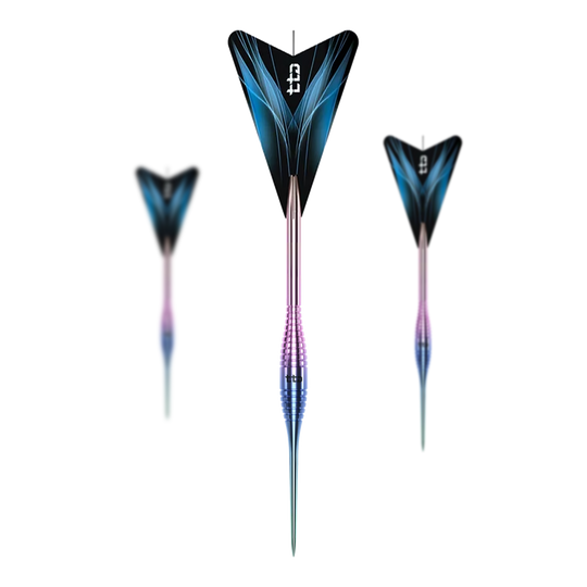 Caliburn TTD Complete Titanium T2 Rainbow Steeldarts - 6g Abgebildet ist ein Set der Caliburn TTD Complete Titanium T2 Rainbow Steeldarts - 6g. Das Set enthält hochwertige Steeldarts in Regenbogenoptik.