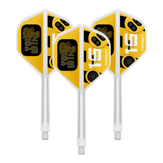 Das Bild zeigt einen Artikel mit dem Dateinamen 410593_Target_K-Flex_YouWin_No2_Standard_Flights_33mm_1Set. Wahrscheinlich ist es ein Set von Dart-Flights in 33mm Größe.