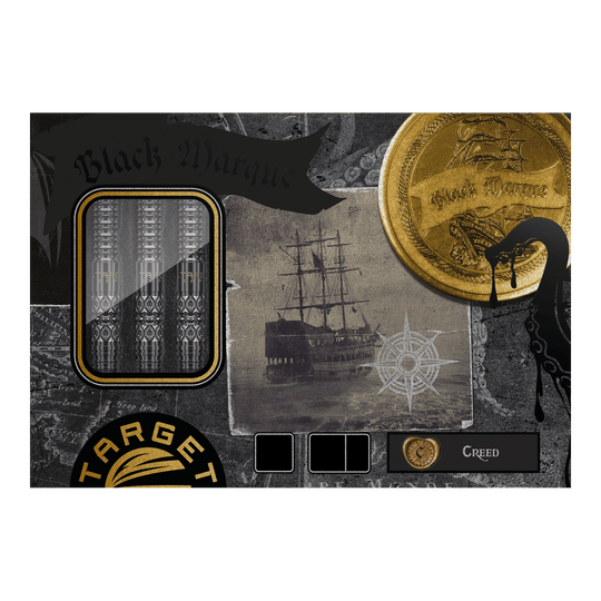 Lotki miękkie Target Black Marque Creed - 21,5 g Auf dem Bild sieht man die Target Black Marque Creed Softdarts - 21,5g in einer Detailansicht. Die Oberfläche und Form der Darts sind abgebildet.