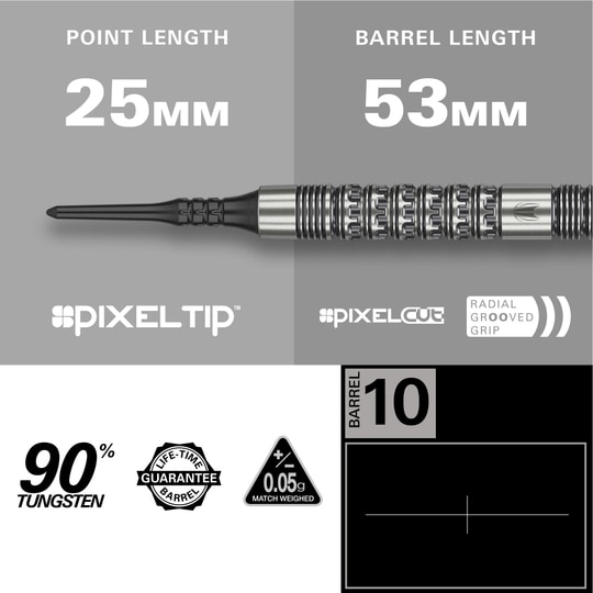 Target Redux 10 miękkich lotek - 18g Gezeigt wird das Produkt Target Redux 10 Softdarts - 18g. Die Softdarts sind als Set zu sehen.