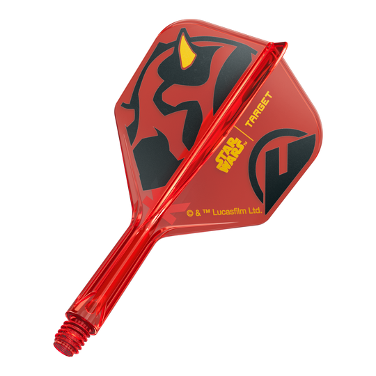 Ein Bild eines Dartflugs, basierend auf dem Dateinamen '410520_Target_StarWars_KFlex_DarthMaul_No6_Flights_Short_19mm_1'. Das Produkt zeigt ein Star Wars Motiv im Darth Maul Design.