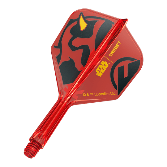 Target Star Wars K-Flex Darth Maul No6 Flights Ein Bild eines Dartflugs, basierend auf dem Dateinamen '410520_Target_StarWars_KFlex_DarthMaul_No6_Flights_Short_19mm_1'. Das Produkt zeigt ein Star Wars Motiv im Darth Maul Design.