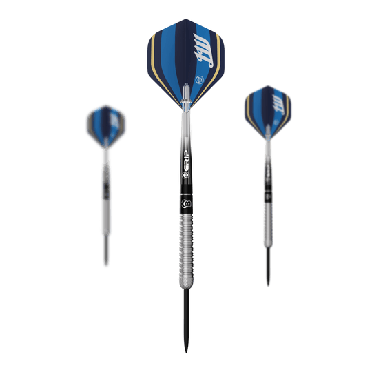 Byki Leon Weber Steeldarts Hier sieht man ein Set der Bulls Leon Weber Steeldarts. Das Set enthält mehrere Steeldarts für den Dartsport.
