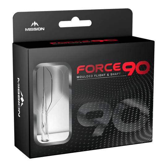 System wału lotniczego Mission Force 90 No6 – przezroczysty Die Abbildung zeigt die Verpackung des Produkts „Mission Force 90 No6 Flight-Shaft-System - Clear“. In der schwarzen Box mit Sichtfenster ist das transparente Flight-Shaft-System zu erkennen.