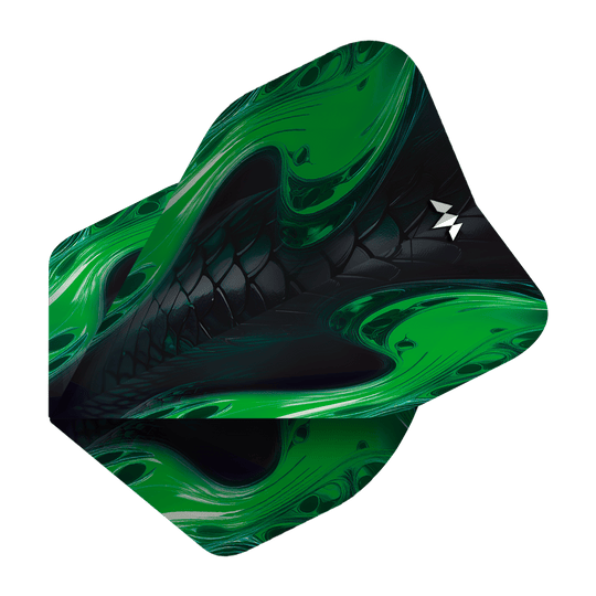 Misja Solo Venom nr 2 Standardowe loty Das Bild zeigt die "Mission Solo Venom No2 Standard Flights" mit einem auffälligen grünen und schwarzen Design. Das Muster erinnert an Schlangenhaut und verleiht der Flight einen dynamischen Look.