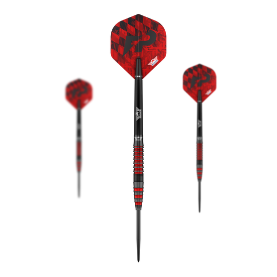 Hier ist das Set Bulls NL Florian Preis Steeldarts - 23g zu sehen. Die Abbildung zeigt den gesamten Lieferumfang.