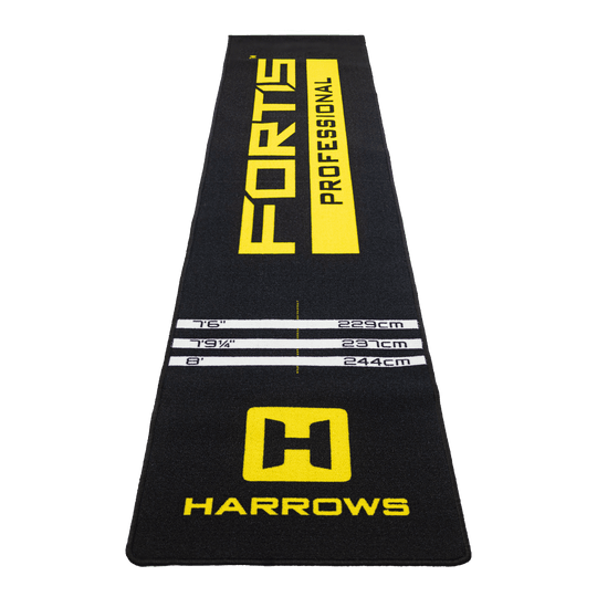 Harrows Fortis Dartteppich in Gelb. Der Dartteppich ist großflächig zu sehen.