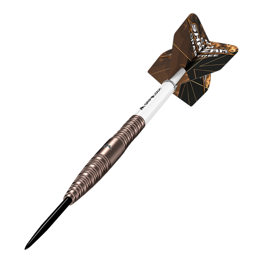 Mission Cam Crabtree V2 95% Tungsten Steeldarts sind auf dem Bild zu sehen. Sie bestehen aus hochwertigem Wolfram und sind speziell für den Dartsport entwickelt.