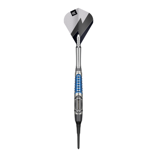Miękkie lotki Target Phil Taylor Power X Chrono Das Bild zeigt die Target Phil Taylor Power X Chrono Softdarts. Es handelt sich um spezielle Softdarts, benannt nach dem bekannten Dartspieler Phil Taylor.