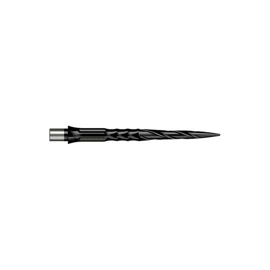 Stalowe groty do lotek Caliburn System - Spiro - Bez warg - Czarne Abgebildet sind Caliburn Evo System Steeldartspitzen vom Typ Spiro NoLip in Schwarz mit 28 mm Länge. Das Produkt ist für den Einsatz in Steeldarts geeignet.