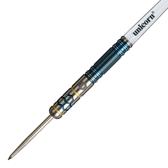 Unicorn Hexium Style 02 Niebieskie i złote Steeldarts Hier sind die Unicorn Hexium Style 02 Blue & Gold Steeldarts zu sehen. Das Produkt überzeugt durch sein modernes Design.